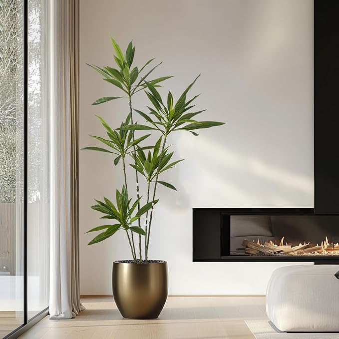 Artificial Cordyline Plant, 6 Ft Tall Green Leaves, 5 Stems with Pot, Indoor Decorative Tree(Green)