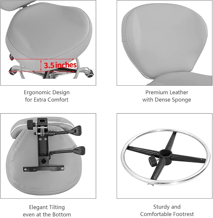 Grace & Grace Rolling Drafting Chair Height Adjustable Stool with Backrest and Footrest for Computer,Studio,Workshop,Classroom, Lab, Counter, Home Office, Work from Home Chair, Home Desk Chair (Grey)