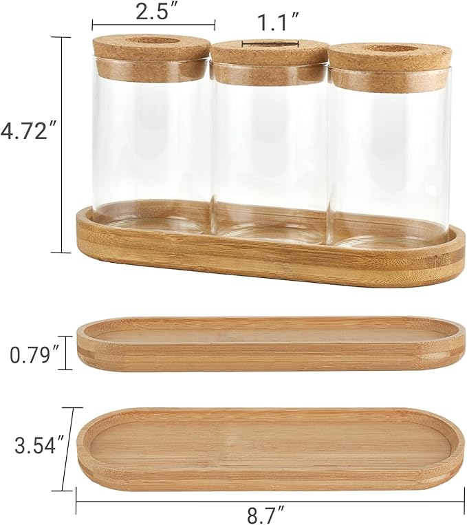 Dahey Plant Propagation Terrarium Desktop Glass Planter Station Water Planting Glass Vase with Lid and Wooden Stand for Propagating Hydroponic Plants Centerpiece Office Home Garden Decor, 3 Pcs