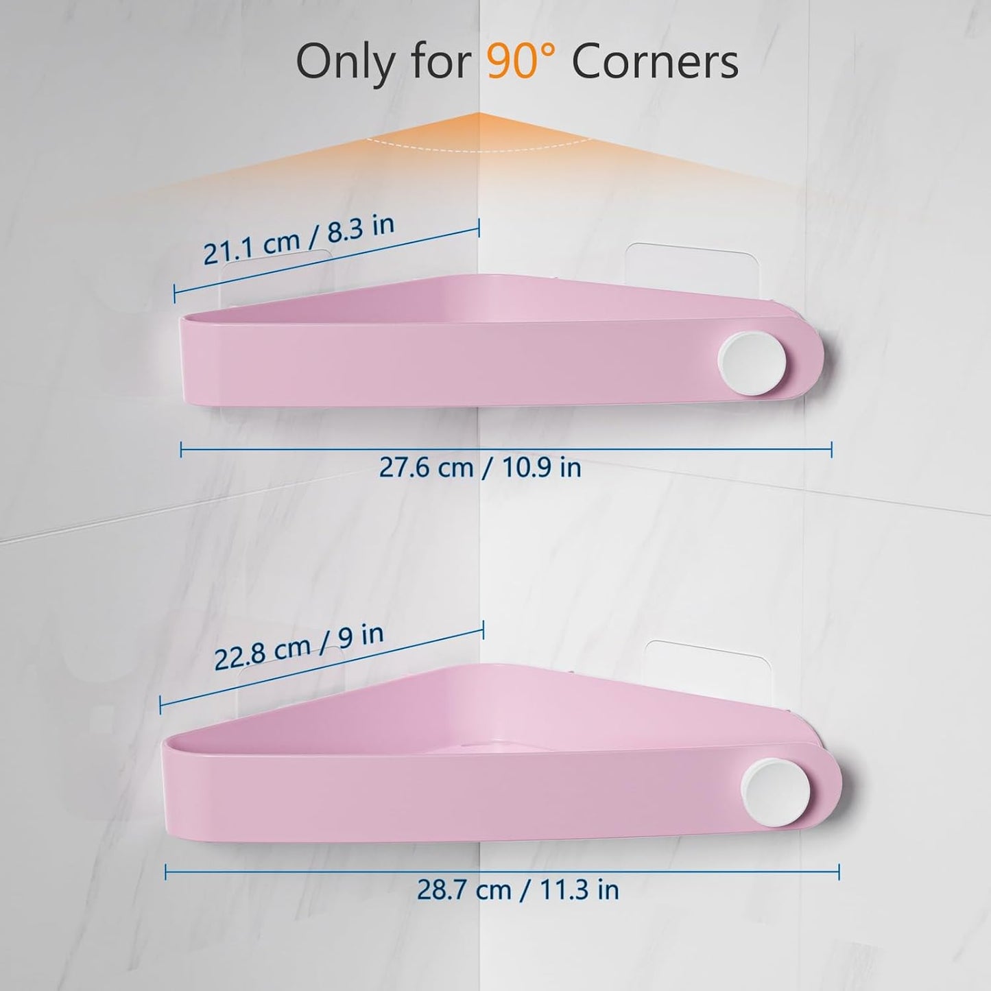 Sotfamily Shower Caddy Corner, 2 Pack Adhesive Corner Shower Shelves for Bathroom Organizers and Storage, Rust Free Plastic Rack for Bathroom Accessories & Decor, Pink