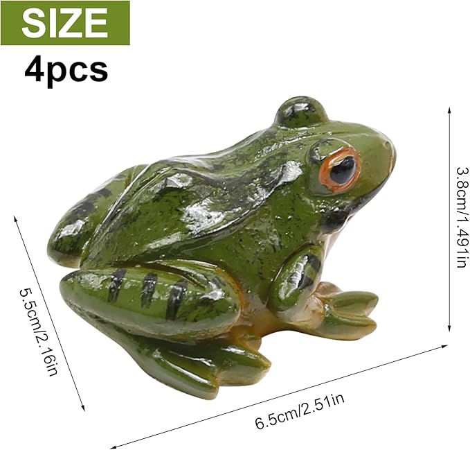 4 Pcs Garden Frog Figurine, Miniature Frog Figurines, Small Resin Realistic Frogs Statue for Fairy Garden Fish Tank Terrarium Decor