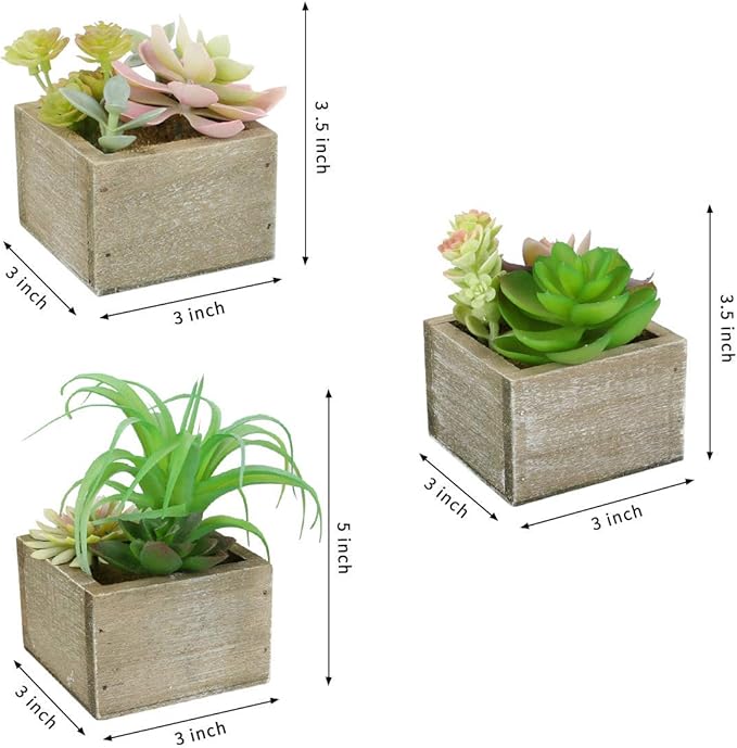 Mingfuxin Artificial Succulents in Pots, Artificial Plants for Home Decor Indoor, Faux Fake Succulents Desk Plants for Office Bathroom Room Decor, Set of 3