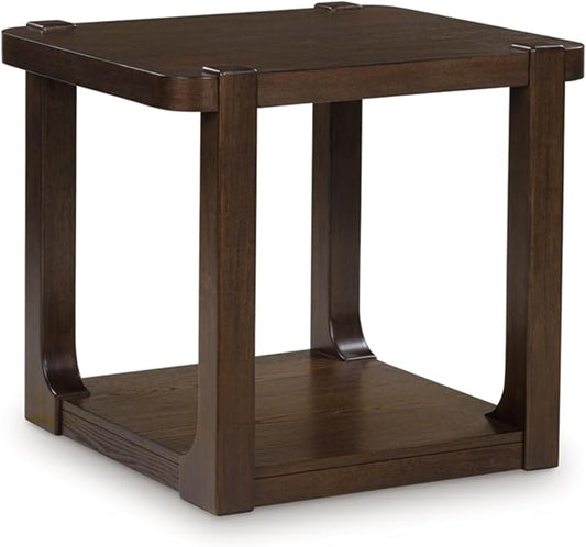 Signature Design by Ashley Breckington Contemporary End Table with Lower Shelf, Dark Brown