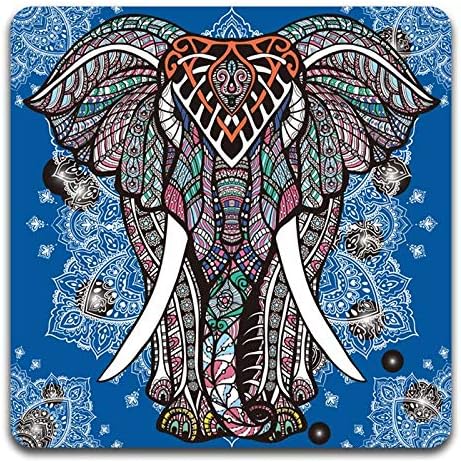 Watercolor Hand Drawn Elephant Square Coaster Set - Made of Recycled Rubber - Set of 4