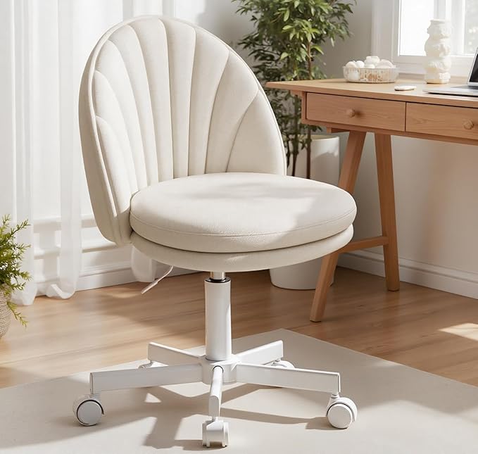 COMHOMA Vanity Chair with PU Leather, Small Tall Armless Chair with Back, Cute Candy Chair for Girls Gift Living Room/Makeup Room/Bedroom/Kitchen (Height Use: Adjustable from Desk to Bar Height)