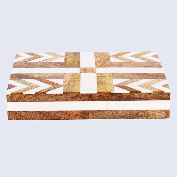 Handicrafts Home Handmade Decorative Storage Box with Lid – Jewelry Organizer, Keepsake Holder & Gift Box, Patisserie Adorn Made with Resin Inlay, Wood & Pine MDF, cajas organizadoras8X6X1.5 inch