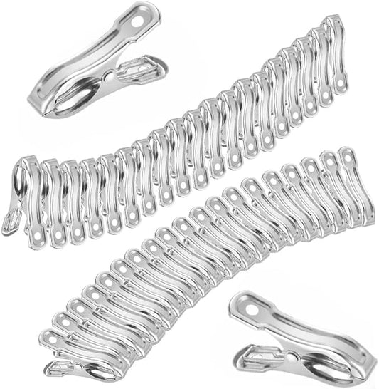 40-Pack Stainless Steel Garden Clamps – Strong Grip Clips for Netting, Shade Fabric, and Plant Covers on Hoops or Frames