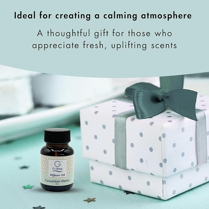 G's Breeze Cucumber Melon Diffuser Oil Refill - Refreshing, Sweet & Juicy Aroma, 48 Hour Long-Lasting Scent, Odor Eliminating Fragrance for Home & Office - 60 ML