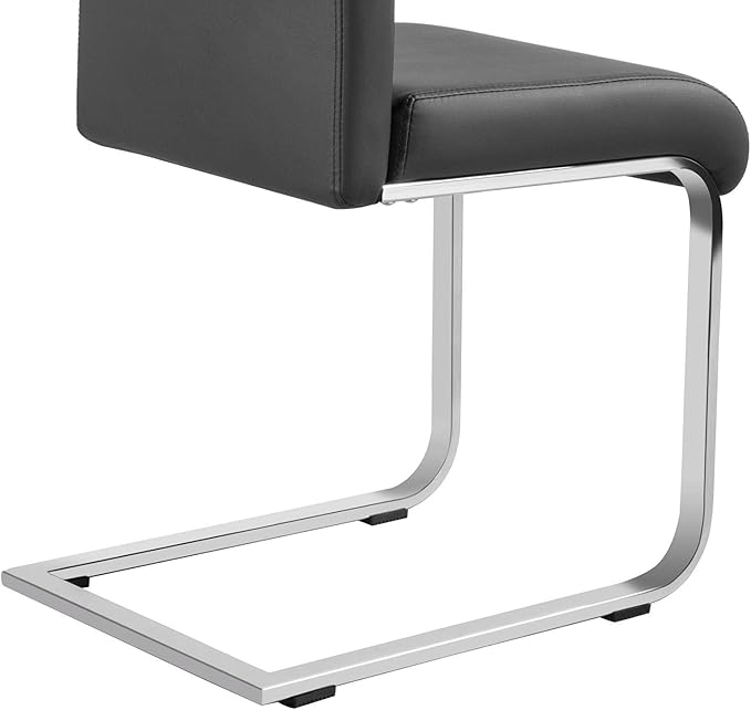 Yaheetech Dining Chairs Set of 6 Modern Faux Leather Upholstered Dining Room Chairs with High Back and Metal Chrome Legs for Kitchen/Living Room/Restaurant, Dark Gray