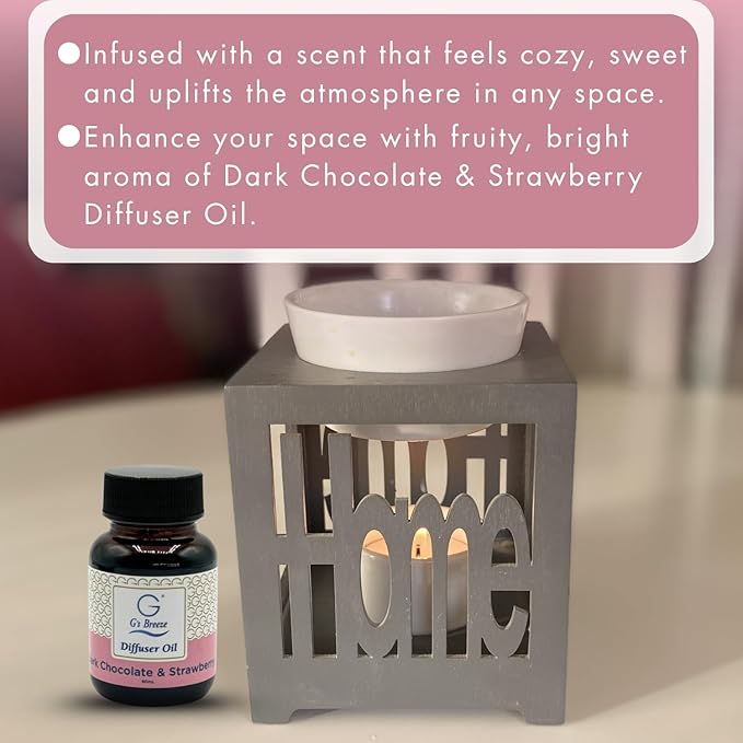 G's Breeze Dark Chocolate & Strawberry Diffuser Oil Refill - Gentle Fragrance & Soothing Aroma of Velvety Dark Chocolate with Juicy Strawberry - Long-Lasting - Ideal for Home, or Office - 60 ML