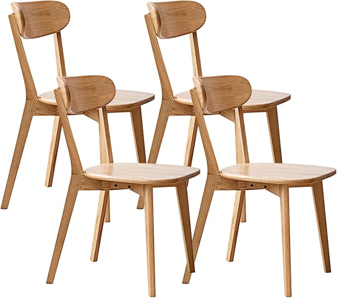 100% Solid Oak Wood Dining Room Chairs Set of 4 - Practical Dining Chair - Wooden Kitchen Chairs for Dining Room, Kitchen (Natural)