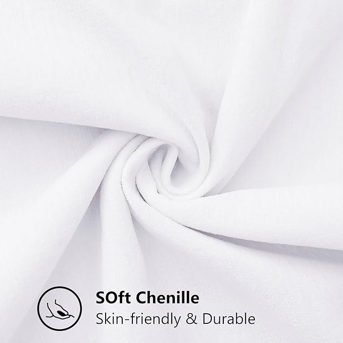 decorUhome Chenille Soft Throw Pillow Covers 24x24 Set of 2, Farmhouse Velvet Neutral Decorative Euro Pillow Covers with Stitched Edge for Couch Sofa Bed Home Decor, White