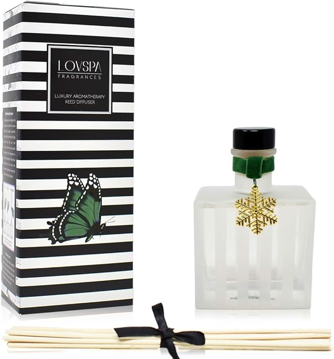 LOVSPA Reed Diffuser Set, Snow Pine Scented Oil Diffuser with Sticks, Home Fragrance Accessories for Bathroom Shelf Decor, Aroma Diffusers for Home or Office Desk, USA Made