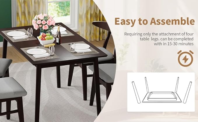 FDW 47 Inches Dining Table, Dining Room for 4 People, Small Rectangular Table for Kitchen, Quick Assembly, Small Spaces Modern Home Furniture Dinner Table, Espresso