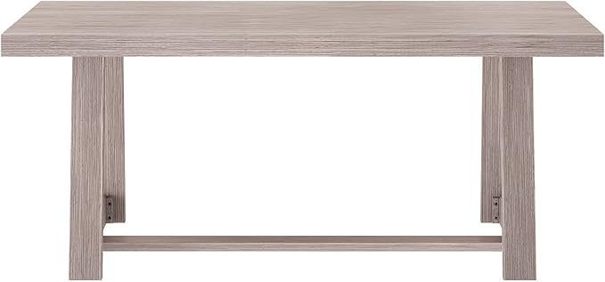 Plank+Beam 84 Inch Farmhouse Dining Table, Solid Wood Rustic Kitchen Table, Large Wooden Rectangular Dinner Table for Dining Room, Home Office, Living Room Furniture, Easy Assembly, Seashell Wirebrush