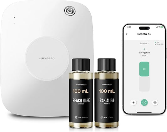 Airversa Smart Waterless Essential Oil Diffuser, 400mL Capacity with 200mL Fragrance Scent Oils, Up to 2000 sq ft Aromatherapy Scent Air Machine for Large Room and Commercial Use, ANA White Kit