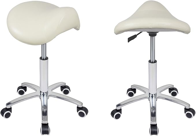 Antlu Saddle Stool Rolling Chair for Medical Lash Massage Salon Kitchen Spa,Adjustable Hydraulic Stool with Wheels (Beige)