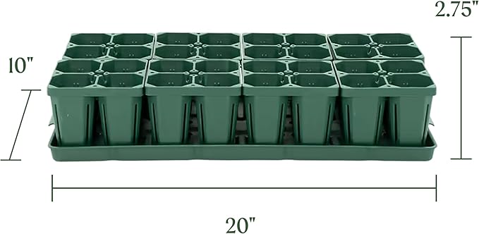 Vego garden Seedling Suite Products, 8 Pack Jumbo Seedling Trays with 10" x 20" Bottom Watering Trays