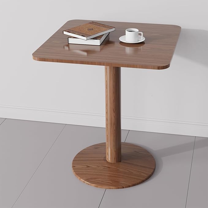 23.62" Mid-Century Modern Square Dining Table for 2 People, Small Dining Room Table with Sturdy Metal Pedestal, Square Kitchen Table for Dining Room, Kitchen, Living Room, Restaurants, Cafes