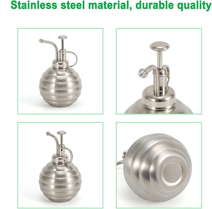 Plant Mister Spray Bottle, 500ml/17oz, Vintage Style Water Sprayer (Silver, 17OZ)