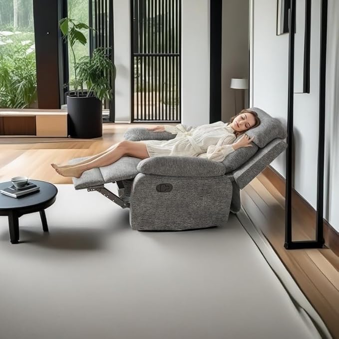 Swivel Rocker Recliner, 360 Swivel Small Recliners with 30 Degree, 90-150 Degree Angle, Lift Chair for Home Theater Seating, Adults, Living Room, Bedroom, Nursery, Limestone