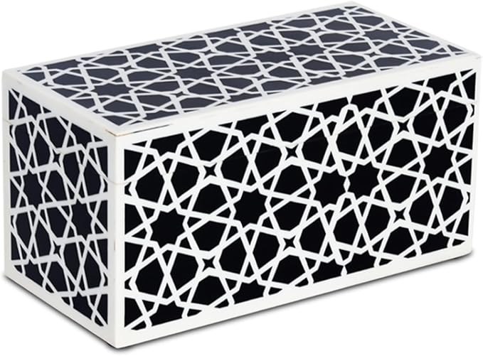 Handicrafts Home Handmade Zellij Collection Decorative Jewelry Box Organizer – Keepsakes, Trinkets, and Home Decor – Antique Coffee Table Storage, Wedding Memory Box, Farmhouse Style Decor, 10x5x5