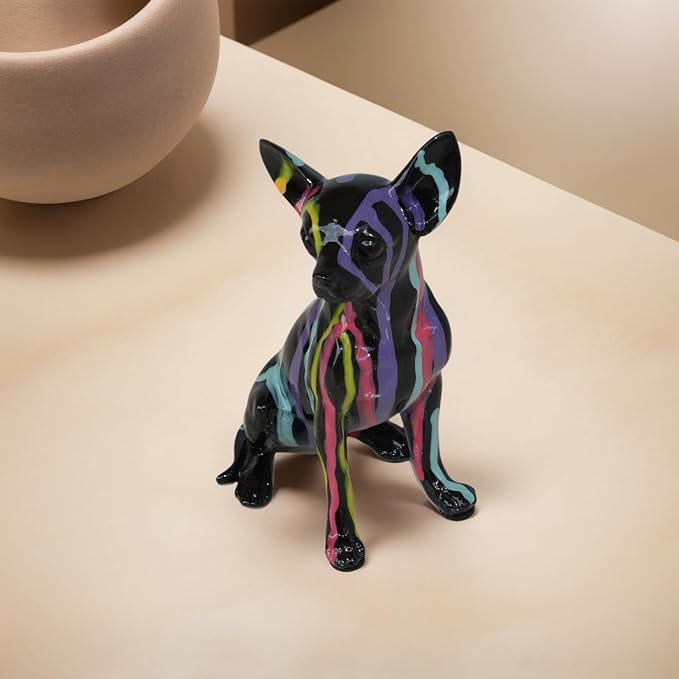 Fluid Chihuahua Statue, Creative Colorful Puppy Home Sculpture Decoration, Suitable for Decorating Bookshelves, Desktops, Kitchens, Living Rooms, and Other Spaces