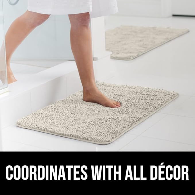 GORILLA GRIP Bath Rug Mat 60x24, Soft Absorbent Chenille, Quick Dry Microfiber Mats, Rubber Backing Washable Shower Floor Rugs, Bathmat Runner, US Designed Bathroom Home Decor Accessories Charcoal