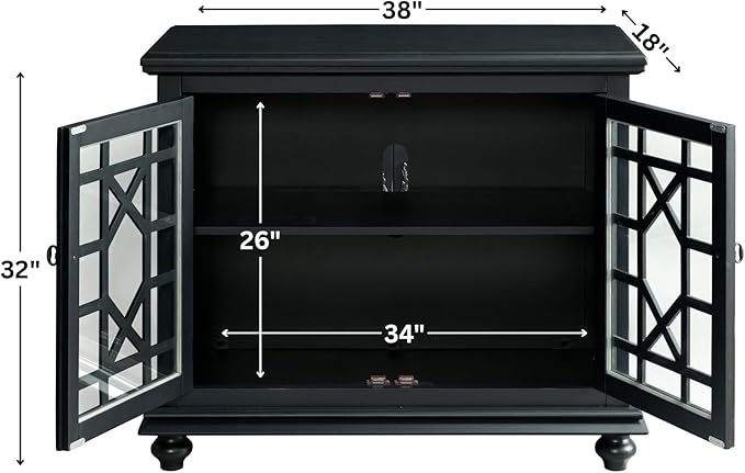 Martin Svensson Home Small Spaces TV Stand 2-Door Accent Cabinet, 38" W x 32" H, Antique Black
