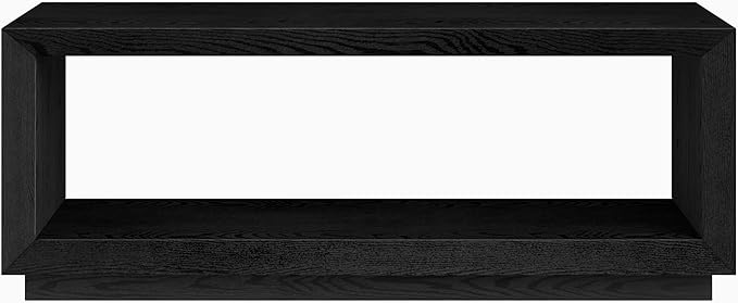 Henn&Hart 48" Rectangular Coffee Table with Open Storage Shelf for Living Room, Family Room, or Office, Black Grain