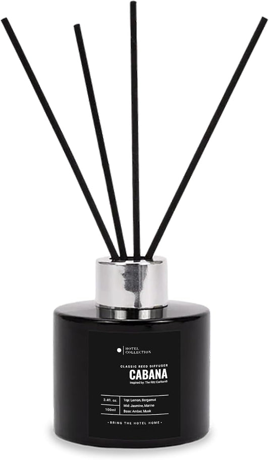 Cabana Reed Diffuser Set, Luxury Hotel Inspired Home Diffuser with Hints of Marine, Bergamot, and Jasmine, Lasting 4 Month Longevity, 100mL
