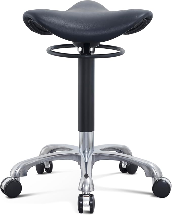 3 Angles Saddle Stool Chair Ergonomic Rolling Seat for Salon, Tattoo Shop, Spa, Facial lash Home, Esthetician Height Adjustable Chair for Healthy Posture and Sustainable,Black