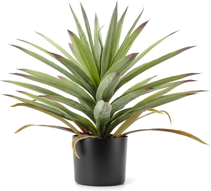 20” Artificial Agave Plant in Pot Lifelike Faux Bonsai for Home Decor (Green, Indoor & Outdoor)