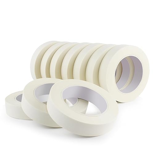 Painters Tape 10 Rolls, Masking Tape 1 Inches x 55 Yards,Gentle Adhesive,Protects Delicate Surfaces, Painting Tape for Walls, Labeling, Decorating,Crafts,DIY,No Residue,Easy Removal,White