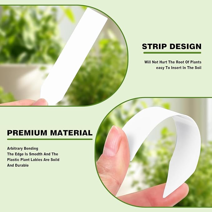 Plant Labels 200 Pcs Yuanling for Seeding Plastic Waterproof Plant Name Tags Garden Labels Marker Garden Pots Stakes for Outdoor Potted Plants Belt Permanent Marking Pen (White)