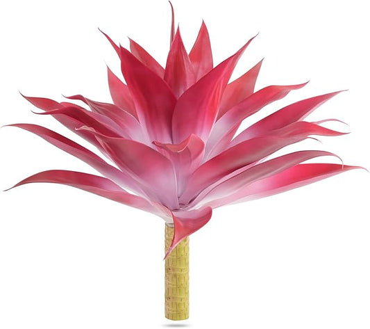 Velener Fake Agave Plant Outdoor, Artificial Plants Large Size for Indoor Decor, Faux Plant Dual Agave (22 inch,Red/White)-No Pot