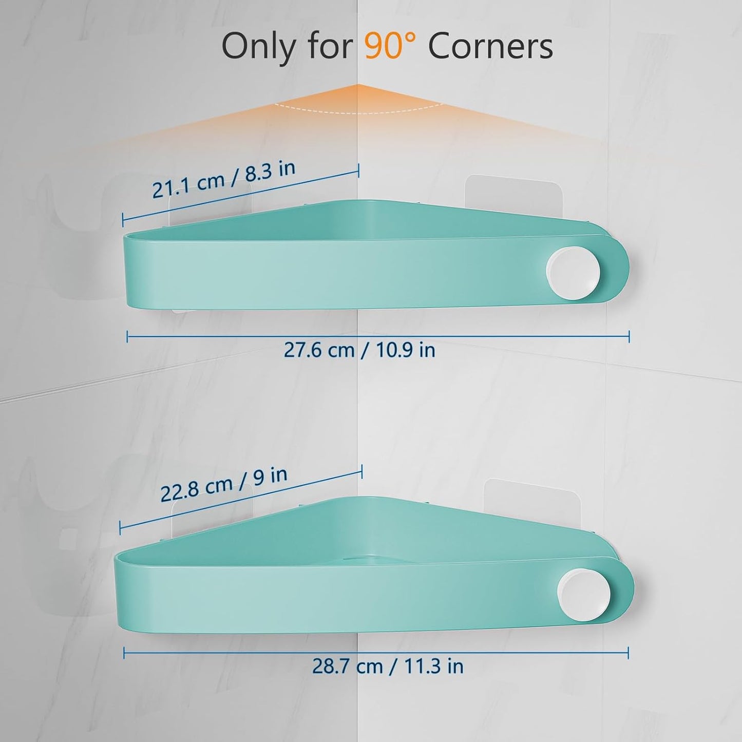 Sotfamily Shower Caddy Corner, 2 Pack Adhesive Corner Shower Shelves for Bathroom Organizers and Storage, Rust Free Plastic Rack for Bathroom Accessories & Decor, Turquoise