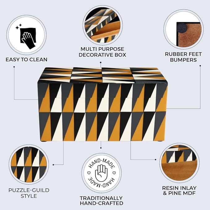 Handicrafts Home Handmade Puzzle Collection Decorative Jewelry Box Organizer – Keepsakes, Trinkets, and Home Decor – Antique Coffee Table Storage, Memory Box, Farmhouse Style Decor Guild, 10x5x5