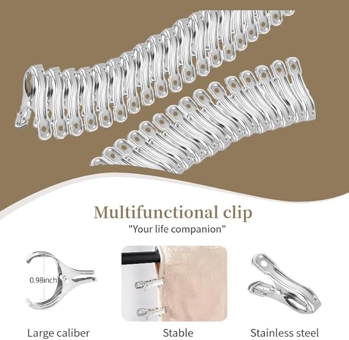 40-Pack Stainless Steel Garden Clamps – Strong Grip Clips for Netting, Shade Fabric, and Plant Covers on Hoops or Frames