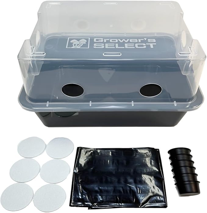 Grower's Select Mushroom Monotub Fruiting Chamber with Filter Disks and Liner