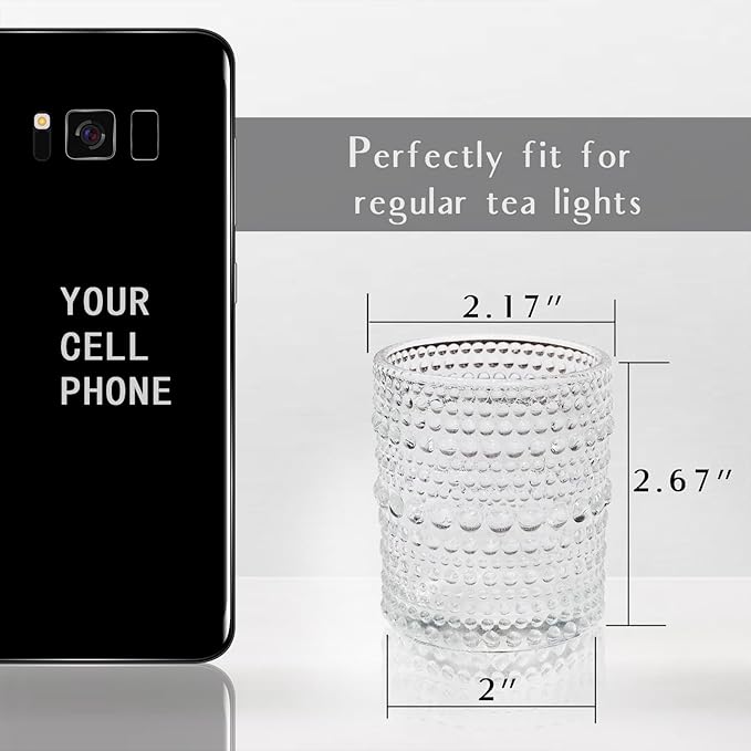 Clear Glass Votive Candle Holders Set 12 PCS Hobnail Tealight Candle Holders for Fall Decor, Halloween, Weddings, Birthday Table Centerpiece Decorations