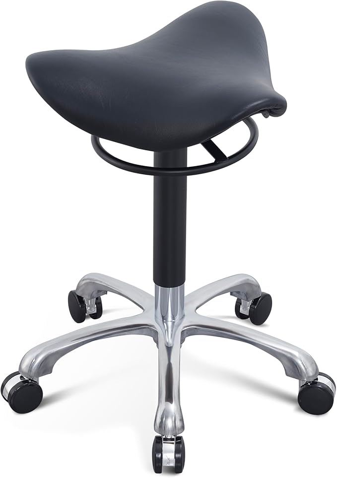3 Angles Saddle Stool Chair Ergonomic Rolling Seat for Salon, Tattoo Shop, Spa, Facial lash Home, Esthetician Height Adjustable Chair for Healthy Posture and Sustainable,Black