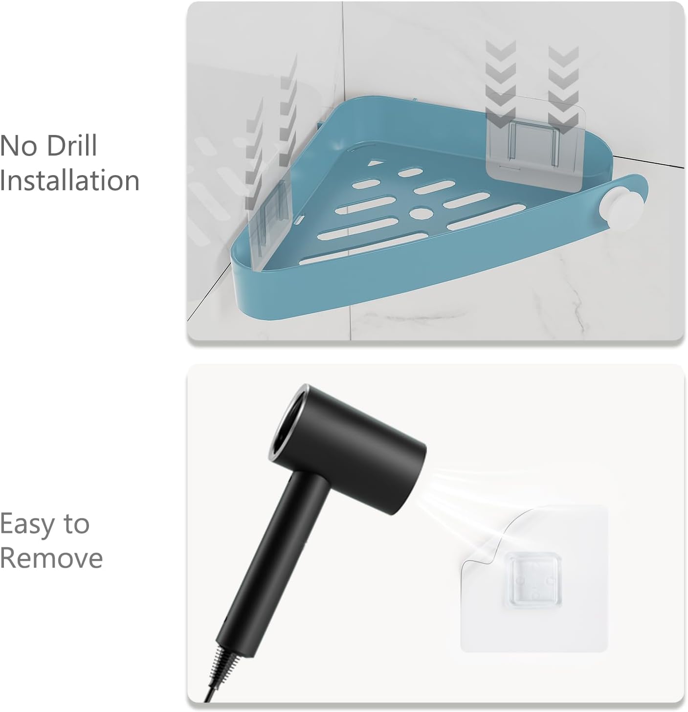 Sotfamily Shower Caddy Corner, 4 Pack Adhesive Corner Shower Shelves for Bathroom Organizers and Storage, Rust Free Plastic Rack for Bathroom Accessories & Decor, Light Blue