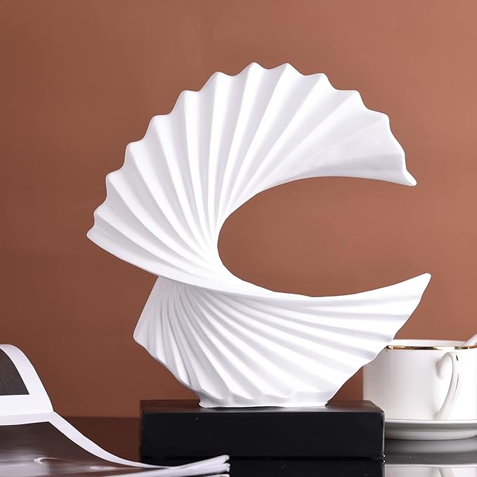 White Wave Sculpture, Modern Ocean Wave Home Accents, Resin Art Statue for Shelf, Coffee Table, TV Stand Adornos Modernos