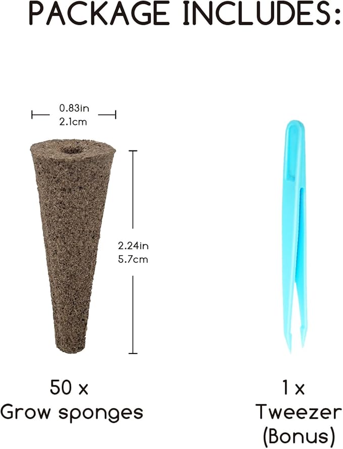 Hydroponic Grow Sponges Replacement Root Growth Seed Starter Pods for Indoor Garden Systems, Fit for Aerogarden and More, 50 Pack
