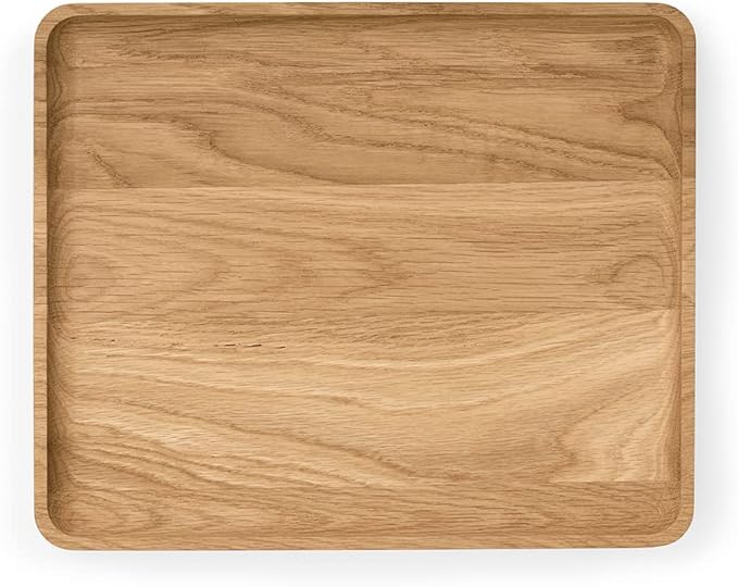 Oakywood Handcrafted wooden Catchall tray - Wooden desk organiser - Made in the EU - Natural wood desktop storage - Customizable in 3 Sizes - Natural Oak - 24x20 cm (9.4"x7.9")