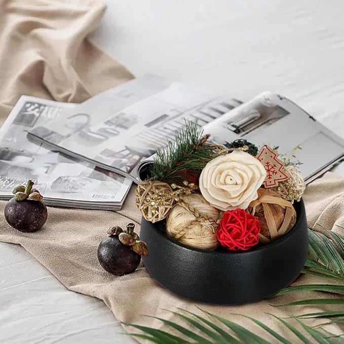 Qingbei Rina Decorative Balls for Bowls,Red Bowl Fillers Vase Filler Wicker Rattan Balls Decorative for Home Decor,Winter Holiday Orbs Spheres Woven Spherical Farmhouse Decor Props(Large)