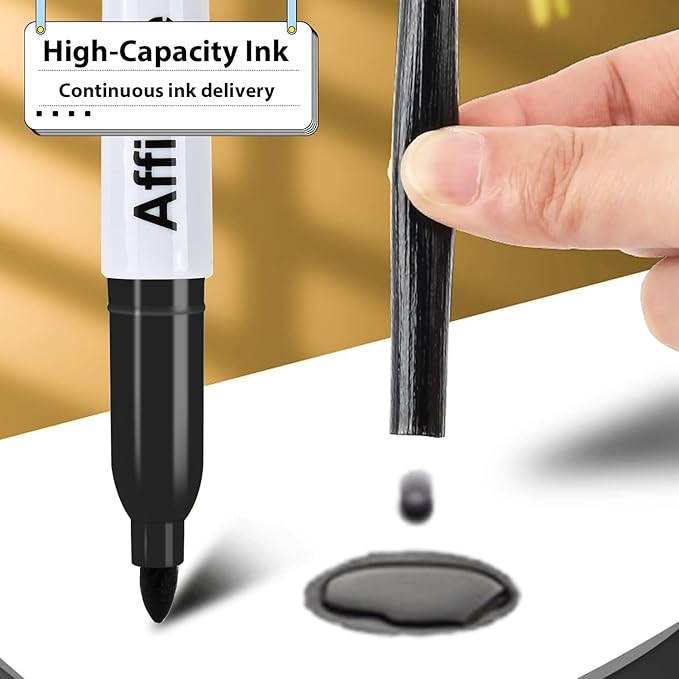Permanent markers, 100 packspermanent markers bulk, quick dryingin one second, waterproof, smooth, noteasy to erase, durable, can be markedon glass, tiles and cloth, office supplies