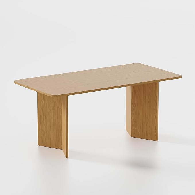 Casaphoria 67" Dining Table for 6, Wood Kitchen Table with Scratch-Resistant Top & V-Shaped Base, Modern Farmhouse Rectangular Dining Table for Living Room, Kitchen, Easy Assembly, Natural Wood
