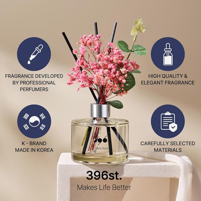 396 st. Preserved Baby's Breath Flower Reed Diffuser, Vanilla Lavender, 200ml(6.7oz) / Reed Diffuser Sets, Home Fragrance, Scented Oils, Home & Bathroom Décor